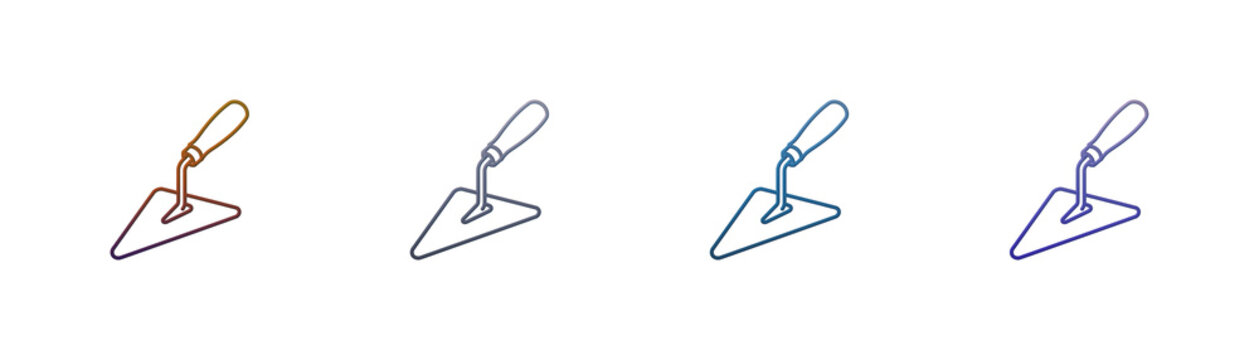 Trowel icon set with gradient outline style for construction design work