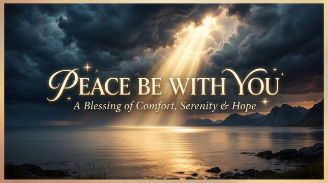 Peace Be With You Blessing Over Serene Mountain Lake