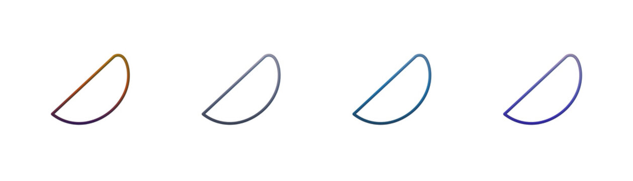 Semicircle shape set with vibrant gradient outlines for graphic design