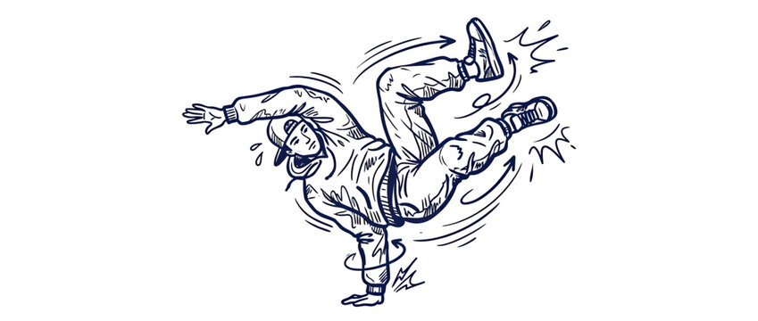 Energetic Breakdancer Performing Dynamic Moves Isolated