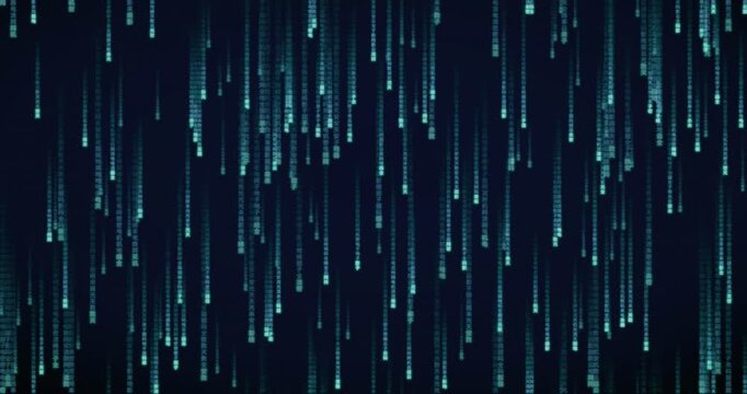 Han ideogram characters cascade down in a slow, layered matrix rain animation with a violet mainframe.