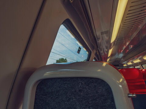 interior of a passenger train in the movement 