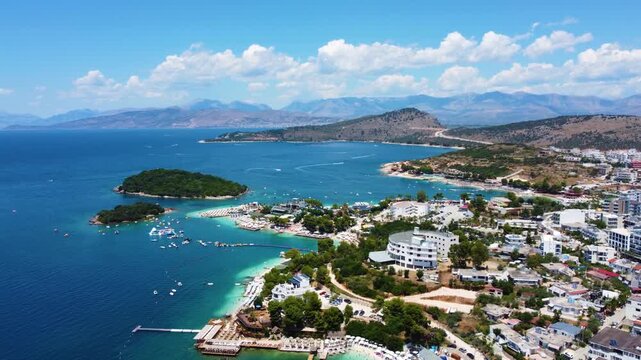 Ujęcie z drona plaża morze ksamil