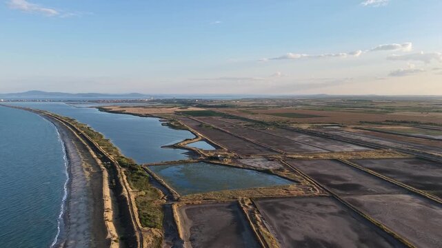 Aerial View of Pomorie Salt Pans, Mud Ponds and Sand Spit