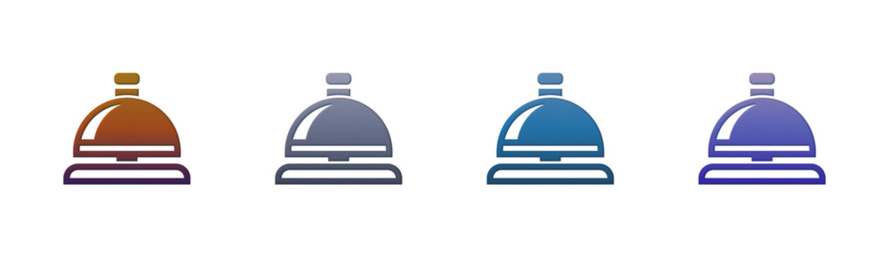 Hotel reception bell icon set with modern gradient style design