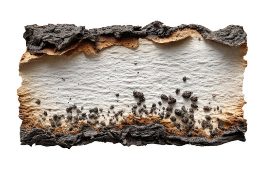 Burnt Paper Texture: Close-up of a piece of burnt paper showing its charred edges and textured surface, revealing layers of burnt fiber and ash.
