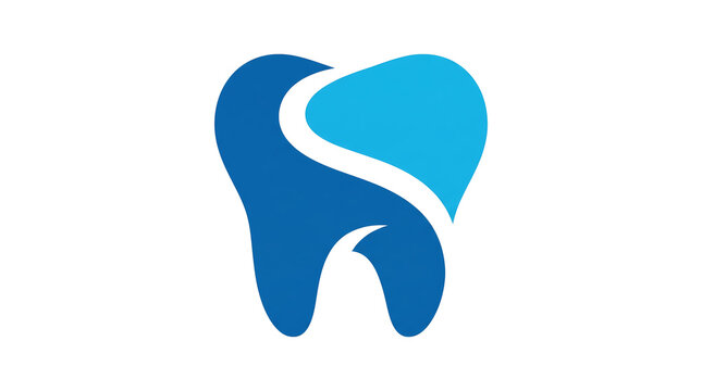 Dental Tooth Logo. Blue Abstract Healthy Tooth Symbol. Dentist Oral Care Concept. Modern Vector Illustration