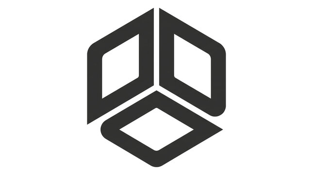 Abstract Cube Logo. Black Geometric Hexagon Symbol. Modern 3D Business Branding. Minimal Vector Illustration
