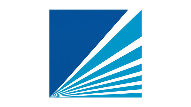 Abstract Sunburst Logo. Blue Geometric Radiating Lines Symbol. Dynamic Energy Concept. Minimal Vector Illustration