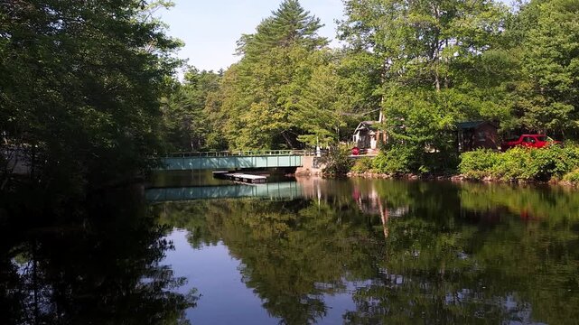 Bridge on Songo River near locks at Sebago Lake State Park