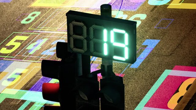 traffic lights at a on sathorn road in bangkok with code and data overlayed onto the road