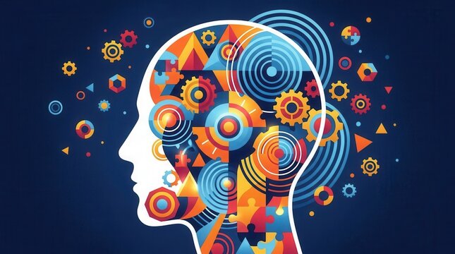 An illustration of a variety of exercises for the brain including memory games, puzzles, and critical thinking activities.
