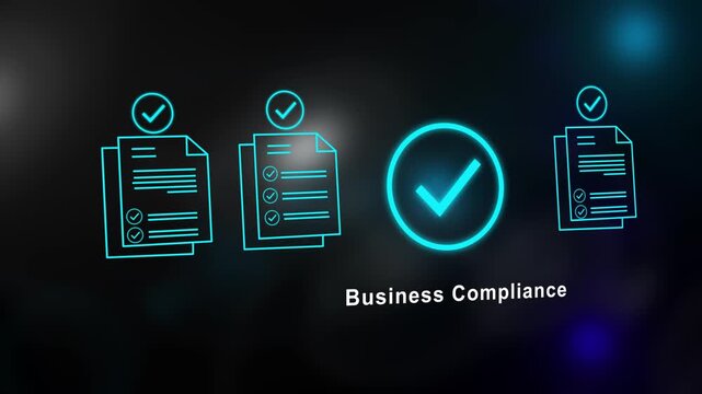 Business Compliance Animation Showcasing Digital Quality Assurance Process For Regulatory Standards Verification And Efficient Corporate Governance Management Success.