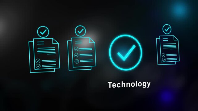  Digital Technology Animation Highlighting Quality Assurance Process Verification And Innovative Business Compliance Systems For Advanced High-Tech Corporate Workflow Solutions.