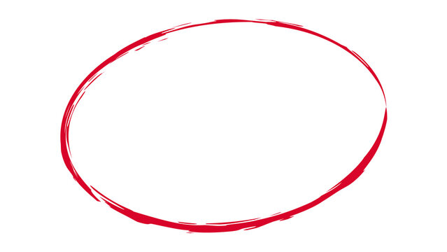 Hand drawn scribbled red marker circle border with scribble highlight attention emphasis illustration isolated background creative emphasize