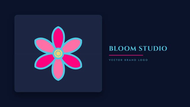 Modern 2D flat vector flower logo design template for floral brand and creative studio