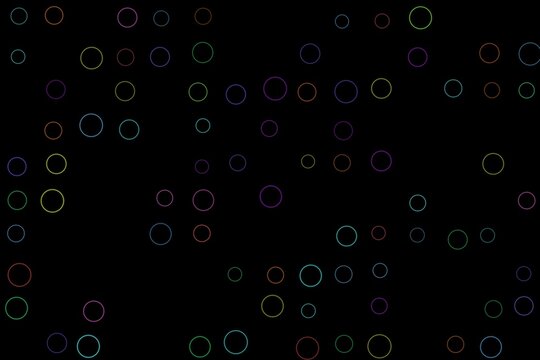 Colorful glowing circles on black background