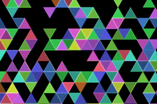 Colorful triangular pattern with bright shades and black background