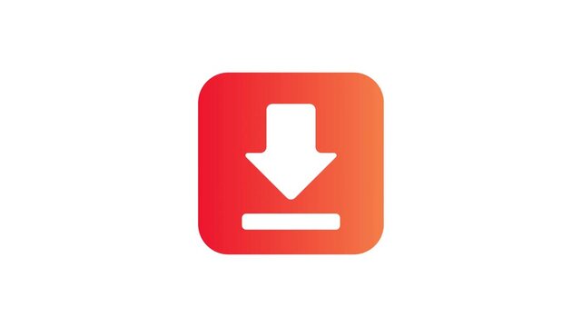 A sleek and modern digital download icon featuring a vibrant red-orange gradient, symbolizing data transfer and internet loading progress for various web applications and software updates