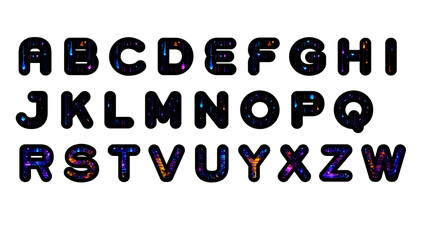 Space galaxy theme alphabet letters collection on white background with alphabet astronomy typography universe © MDfardous