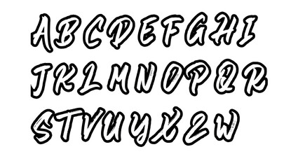 Black and white hand drawn sketch style alphabet letters set with alphabet handdrawn typography monochrome © MDfardous