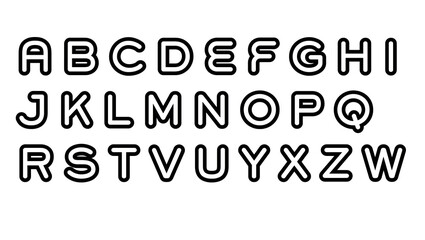 Simple bold outline font alphabet set from a to w with rounded edges alphabet typography character isolated © MDfardous