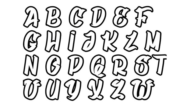 Creative brush stroke alphabet lettering with rough artistic edges alphabet typography artistic handwriting
