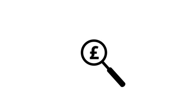 User profile search icon with magnifying glass for recruitment and identification.Pound symbol icon search by magnifying glass for recruitment and identification animation on white screen.