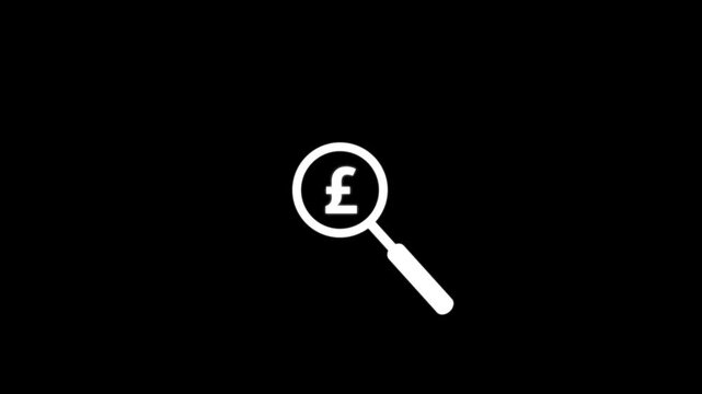 User profile search icon with magnifying glass for recruitment and identification.Pound symbol icon search by magnifying glass for recruitment and identification animation on black screen.