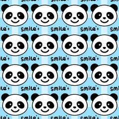 Cute Smiling Panda Seamless Vector Pattern for Nursery, Kids Textile, and Wrapping Paper © Mukhamat