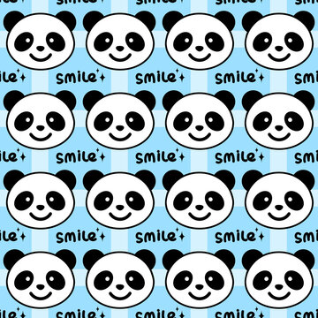 Cute Smiling Panda Seamless Vector Pattern for Nursery, Kids Textile, and Wrapping Paper