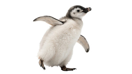 Cute small baby penguin chick walking forward isolated on transparent background cut out © Ivan