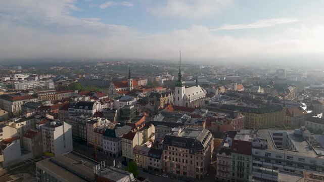 St. James Church Gothic Spire Aerial View in Brno Czech Republic