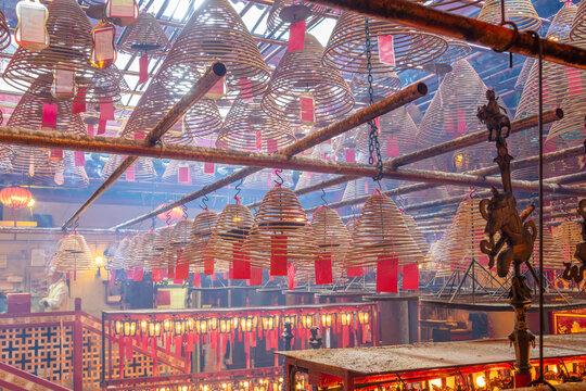 Ceiling with Lanterns in a Buddhist Temple