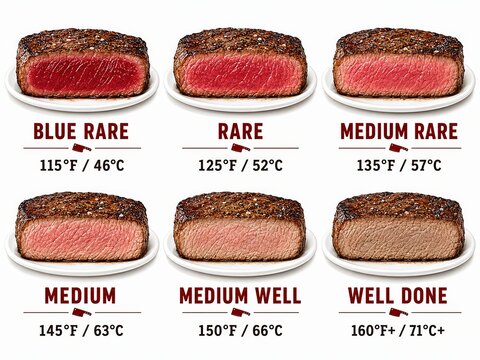 Steak Doneness Guide: Blue Rare to Well Done - Visual Chart