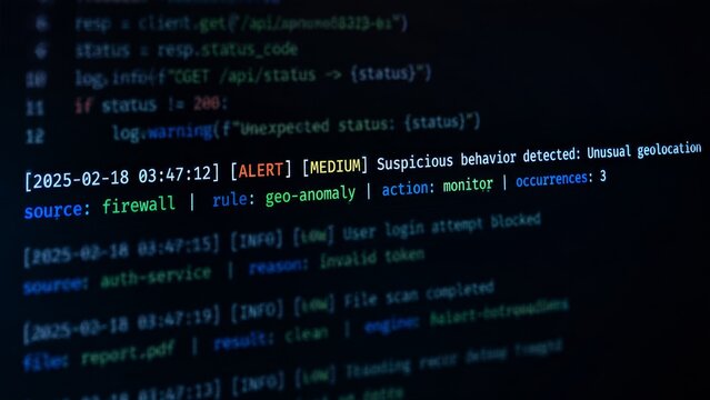 Computer Programming Code and Cybersecurity Software Development on Dark Screen