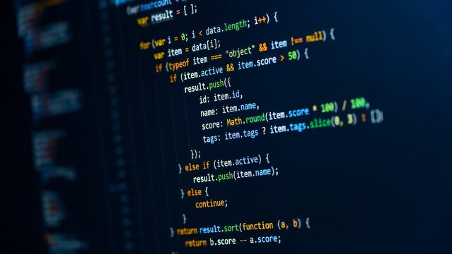 Computer Programming Code and Cybersecurity Software Development on Dark Screen