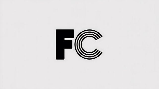 Black fc letter logo design with lines