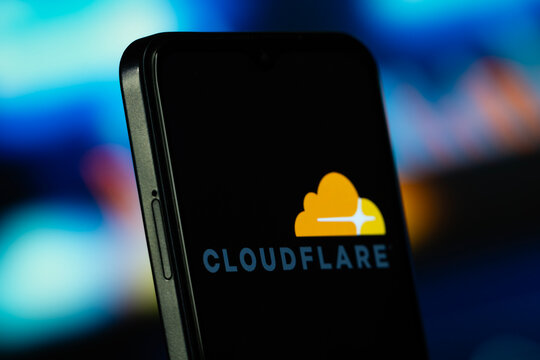 San Francisco, United States- 7 July 2026: Cloudflare logo is seen on a smartphone.
