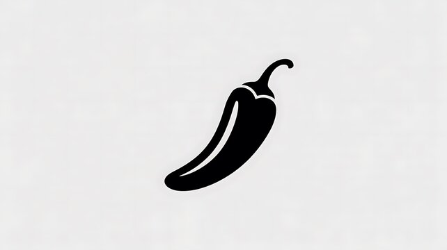 Black chili pepper icon on flat surface