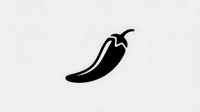 Black chili pepper icon on flat background
