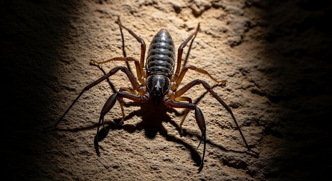 tailless whip scorpion on cave wall