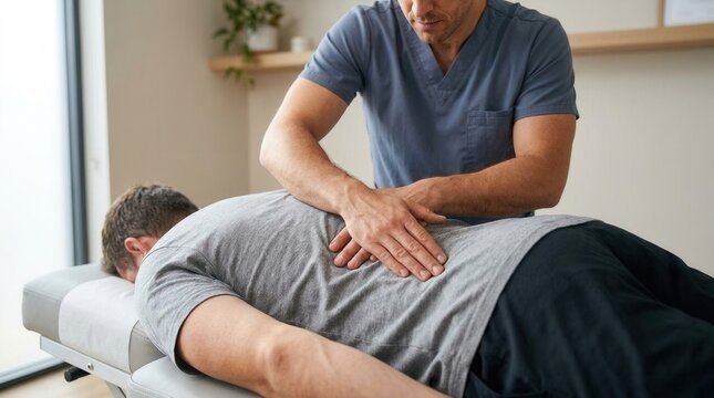 A chiropractor performing quick gentle spinal realignments using a drop table in a modern clinic setting.