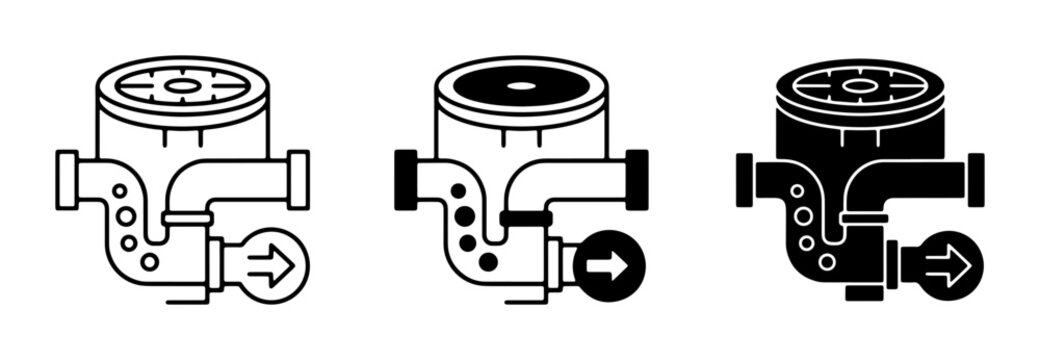 Water Meter Icons, Flow Measurement Devices, Plumbing System Components, Industrial Equipment Vector Set