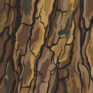 Abstract Natural Tree Bark Pattern Background with Organic Earth Tones and Stylized Cracked Wood Texture