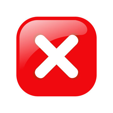 Red square icon with a white cross mark