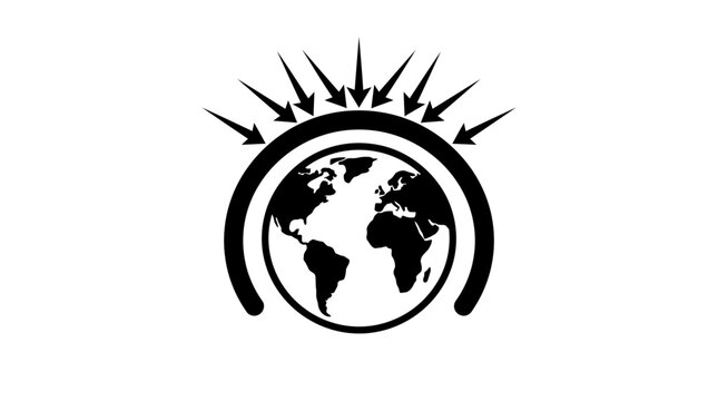 Global Focus: Earth Protected by Shield and Targeted by Arrows Icon