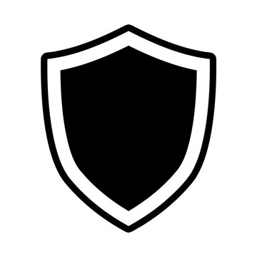 Black and white shield icon graphic