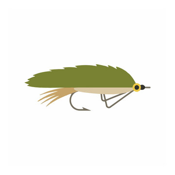 Green baitfish streamer fly with yellow eye detail