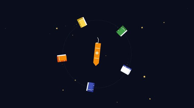 Animated vector video of a spinning book